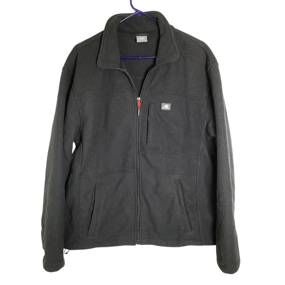 New Balance Men's M Black Grid Knit Full-Zip Basic Fleece Jacket Gorpcore HR11-1